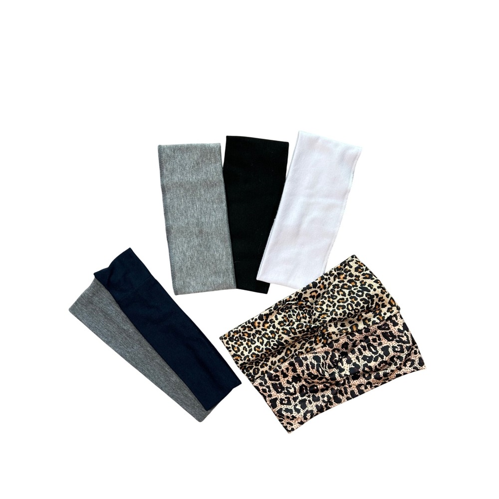 Womens Multi Color Leopard Print Wide Stretchy Headband Bundle Set of 7